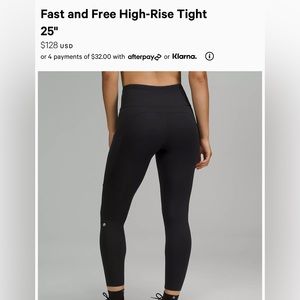 Lululemon Fast and Free High-Rise Tight 25" black